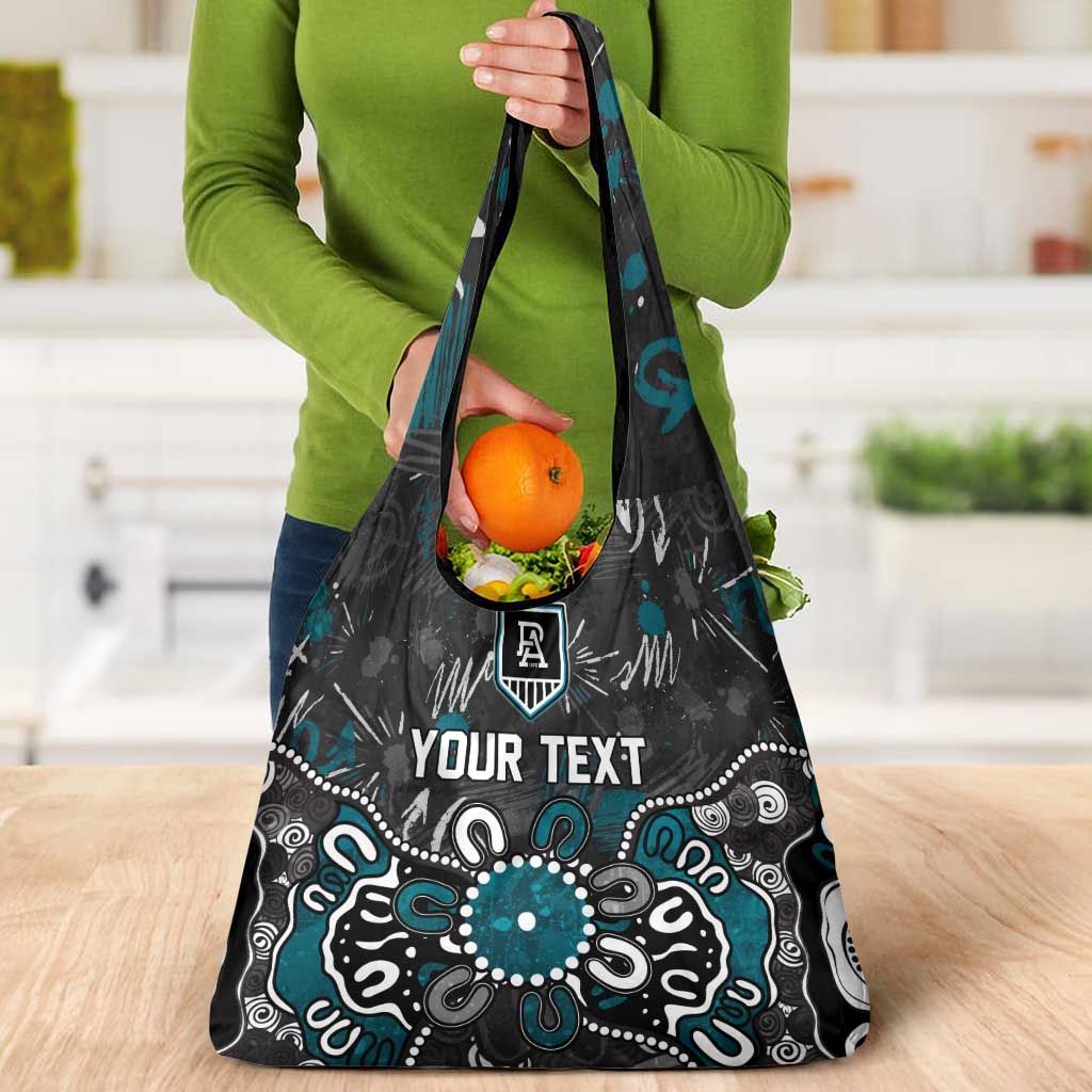 Personalized Port Adelaide Power Grocery Bag Aboriginal Dot Painting Graffiti Style