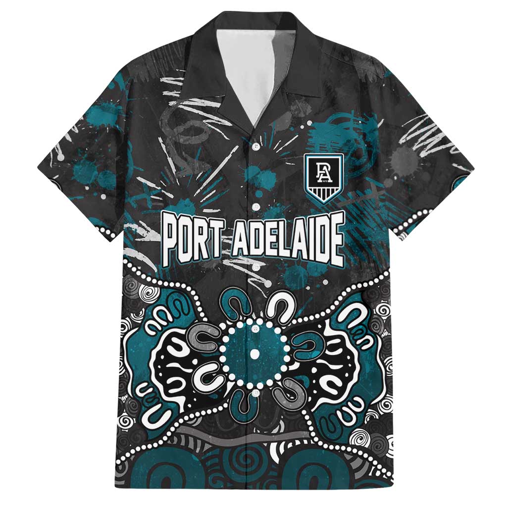 Personalized Port Adelaide Power Hawaiian Shirt Aboriginal Dot Painting Graffiti Style