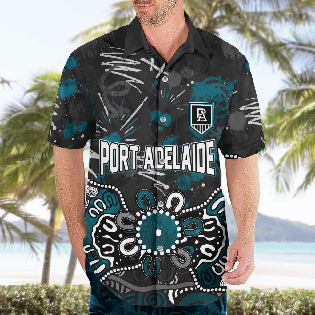Personalized Port Adelaide Power Hawaiian Shirt Aboriginal Dot Painting Graffiti Style