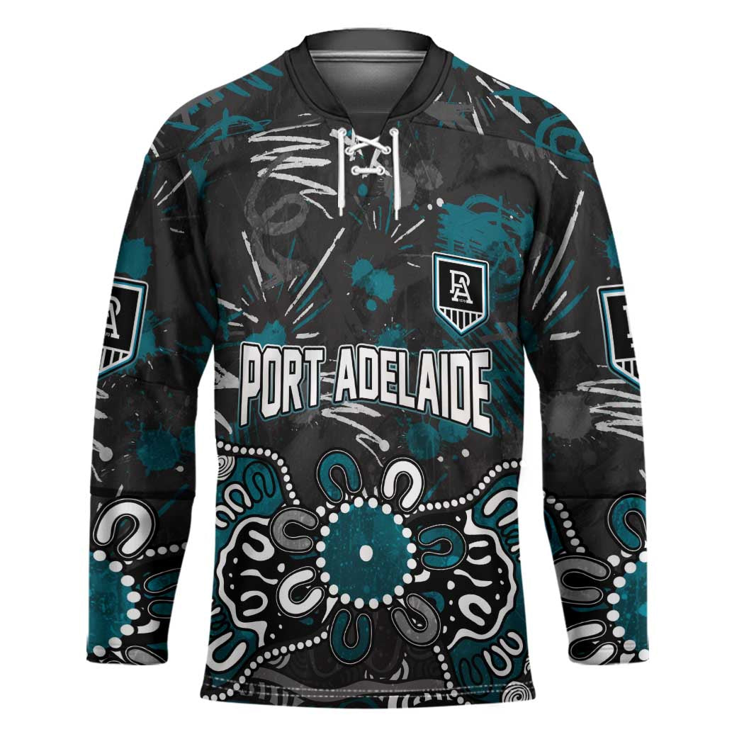 Personalized Port Adelaide Power Hockey Jersey Aboriginal Dot Painting Graffiti Style