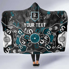 Personalized Port Adelaide Power Hooded Blanket Aboriginal Dot Painting Graffiti Style