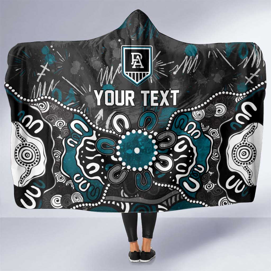 Personalized Port Adelaide Power Hooded Blanket Aboriginal Dot Painting Graffiti Style