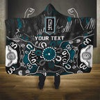 Personalized Port Adelaide Power Hooded Blanket Aboriginal Dot Painting Graffiti Style