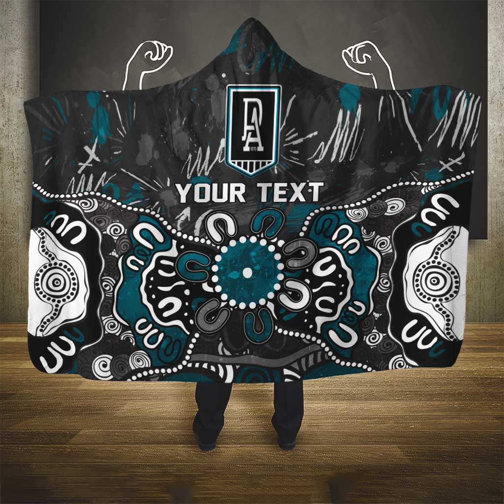 Personalized Port Adelaide Power Hooded Blanket Aboriginal Dot Painting Graffiti Style