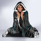 Personalized Port Adelaide Power Hooded Blanket Aboriginal Dot Painting Graffiti Style
