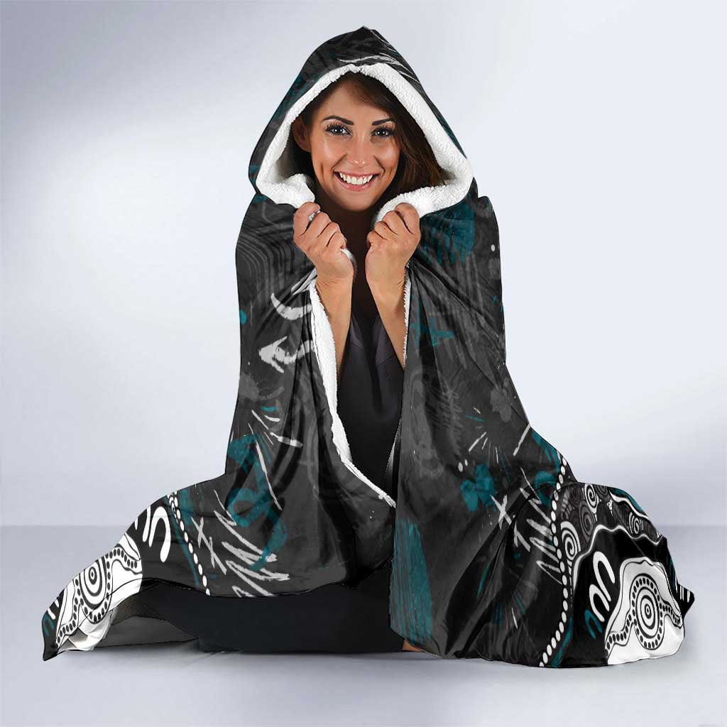 Personalized Port Adelaide Power Hooded Blanket Aboriginal Dot Painting Graffiti Style