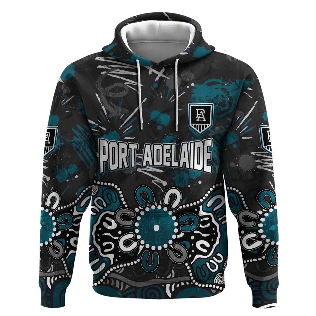 Personalized Port Adelaide Power Hoodie Aboriginal Dot Painting Graffiti Style