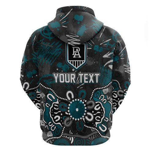 Personalized Port Adelaide Power Hoodie Aboriginal Dot Painting Graffiti Style