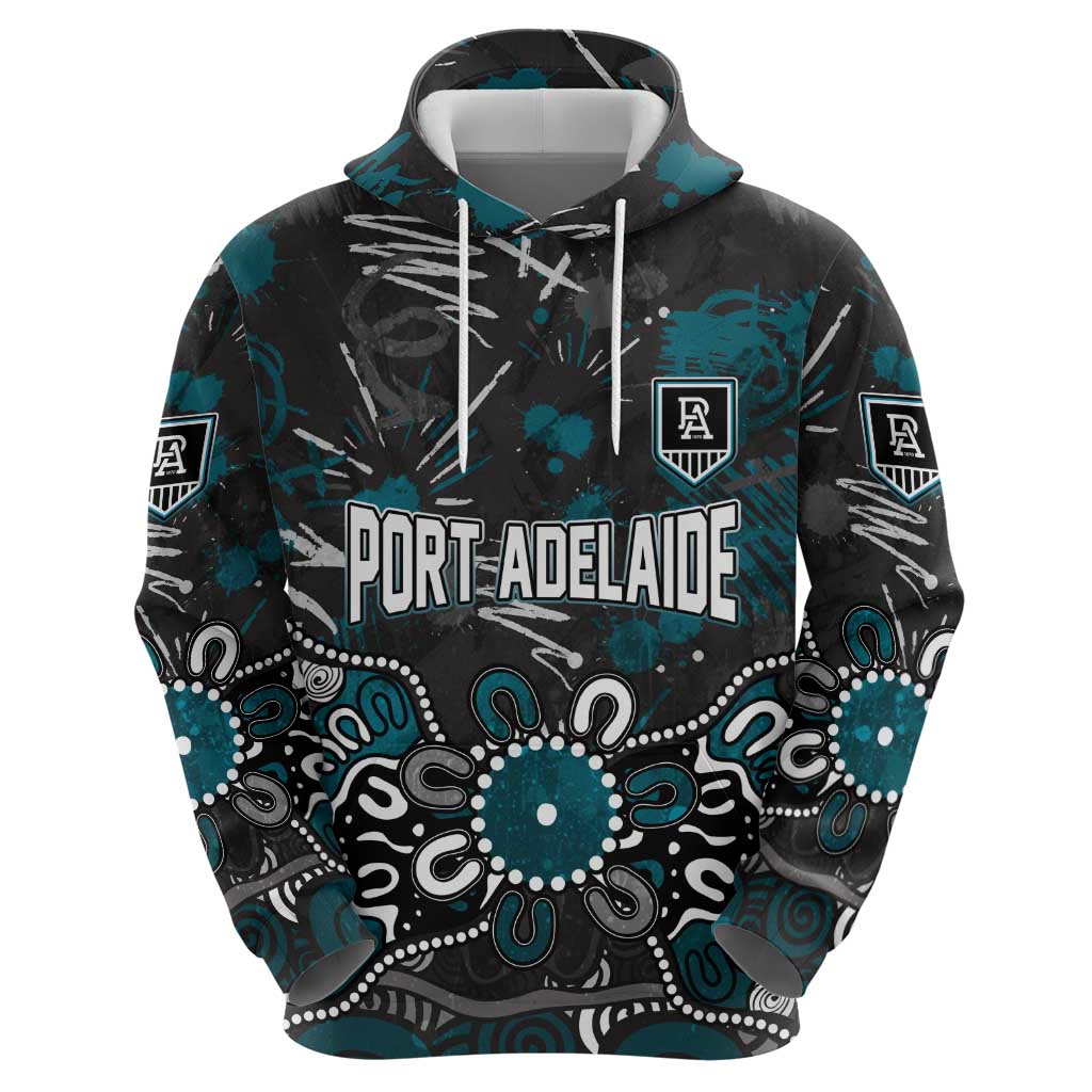Personalized Port Adelaide Power Hoodie Aboriginal Dot Painting Graffiti Style