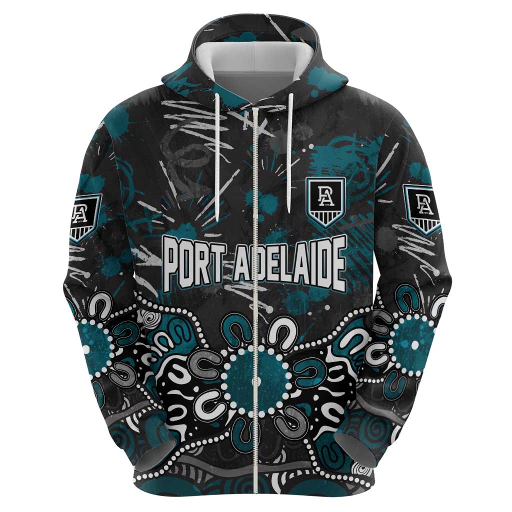 Personalized Port Adelaide Power Hoodie Aboriginal Dot Painting Graffiti Style