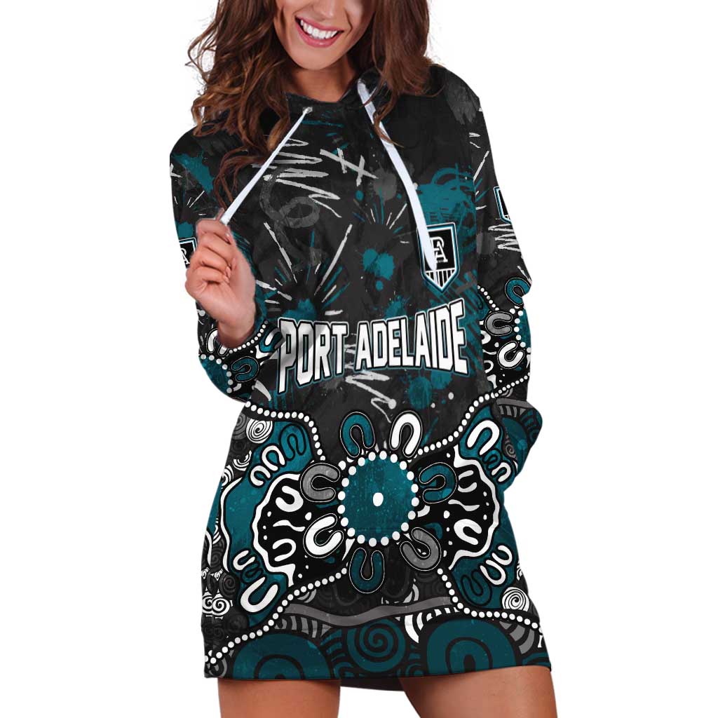 Personalized Port Adelaide Power Hoodie Dress Aboriginal Dot Painting Graffiti Style