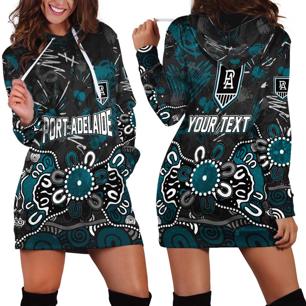 Personalized Port Adelaide Power Hoodie Dress Aboriginal Dot Painting Graffiti Style