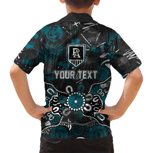 Personalized Port Adelaide Power Kid Hawaiian Shirt Aboriginal Dot Painting Graffiti Style