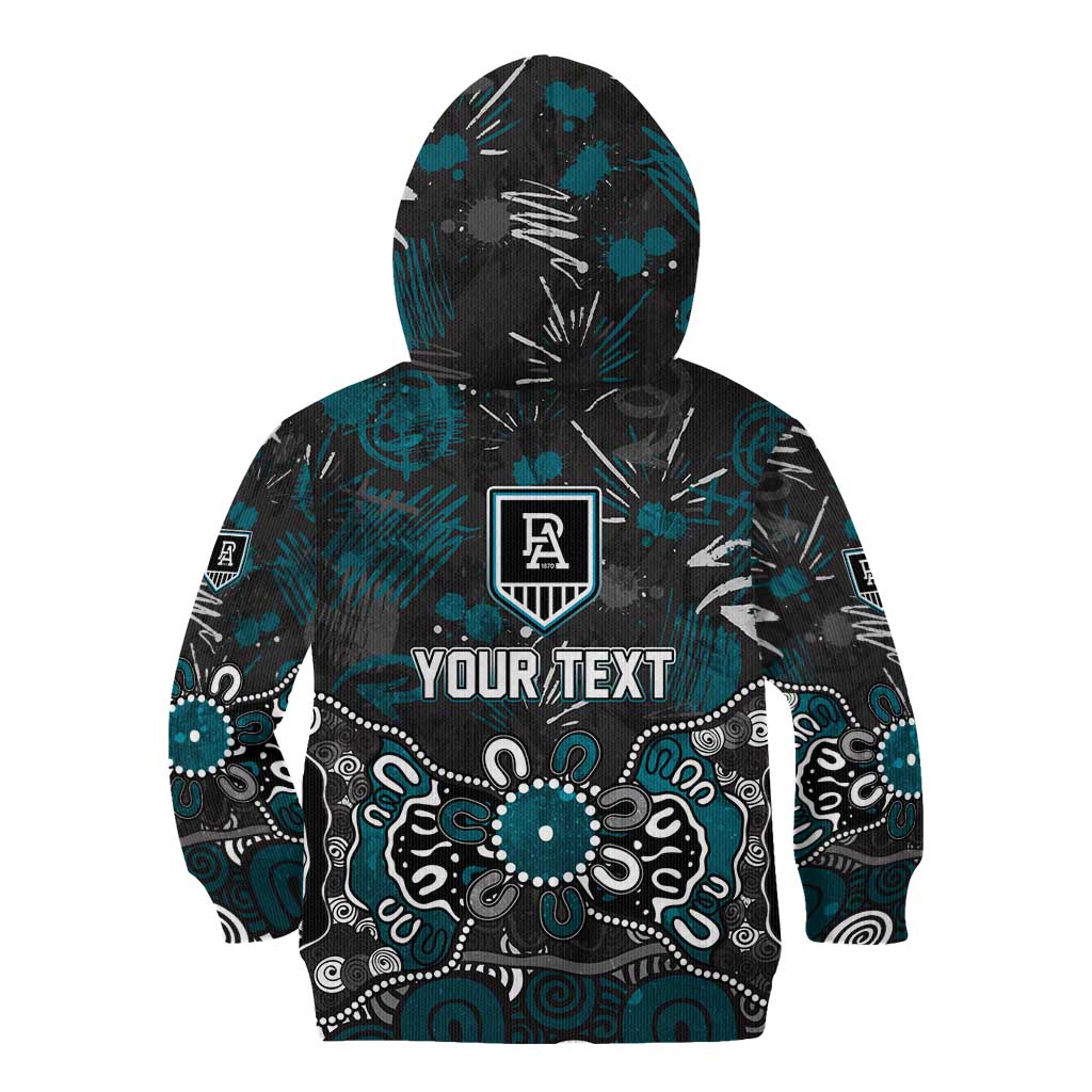 Personalized Port Adelaide Power Kid Hoodie Aboriginal Dot Painting Graffiti Style