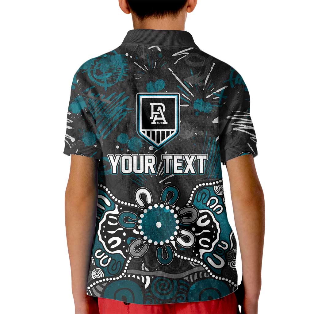 Personalized Port Adelaide Power Kid Polo Shirt Aboriginal Dot Painting Graffiti Style