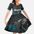 Personalized Port Adelaide Power Kid Short Sleeve Dress Aboriginal Dot Painting Graffiti Style