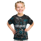 Personalized Port Adelaide Power Kid T Shirt Aboriginal Dot Painting Graffiti Style