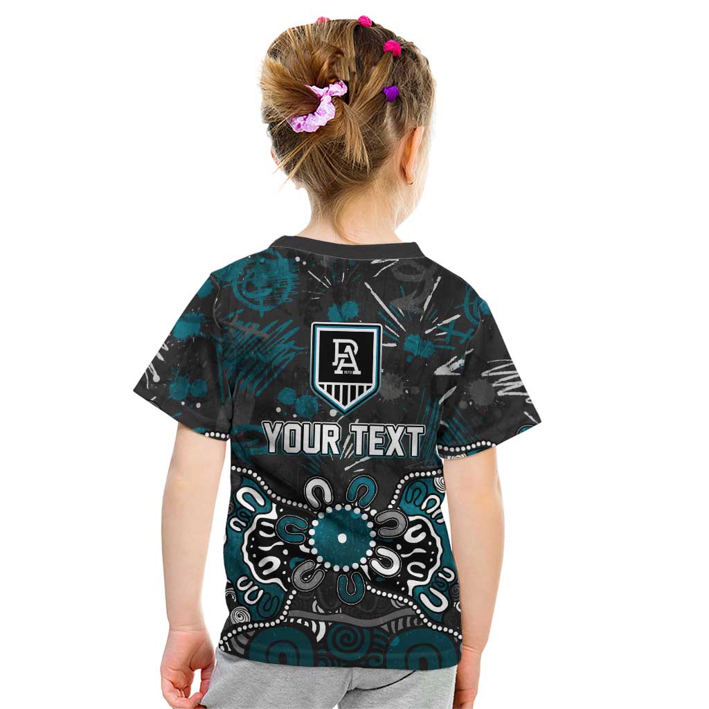 Personalized Port Adelaide Power Kid T Shirt Aboriginal Dot Painting Graffiti Style