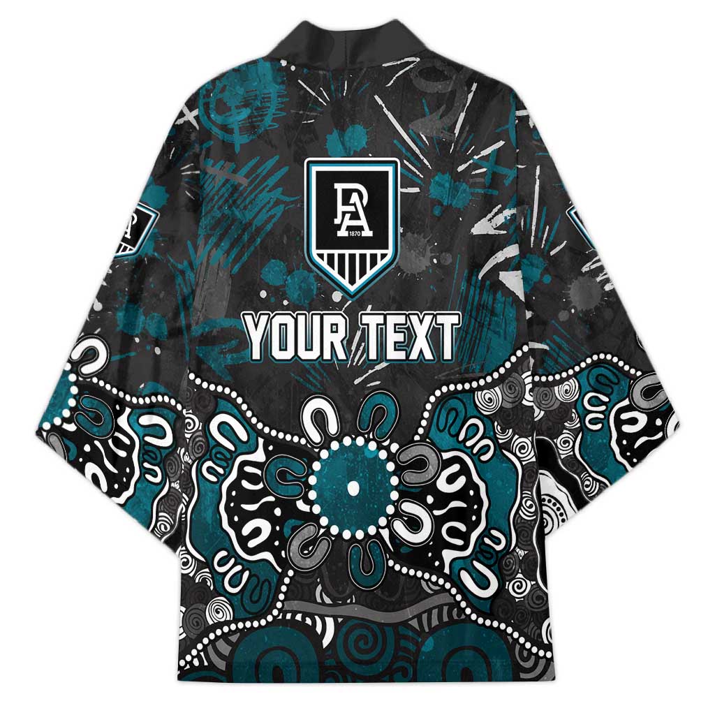 Personalized Port Adelaide Power Kimono Aboriginal Dot Painting Graffiti Style