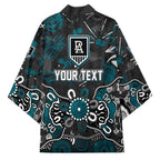 Personalized Port Adelaide Power Kimono Aboriginal Dot Painting Graffiti Style
