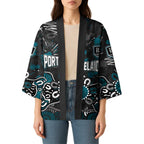 Personalized Port Adelaide Power Kimono Aboriginal Dot Painting Graffiti Style