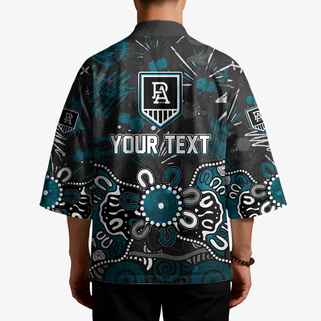 Personalized Port Adelaide Power Kimono Aboriginal Dot Painting Graffiti Style
