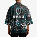Personalized Port Adelaide Power Kimono Aboriginal Dot Painting Graffiti Style