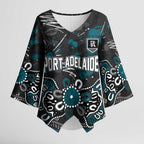 Personalized Port Adelaide Power Kimono Sleeve Blouse Aboriginal Dot Painting Graffiti Style