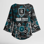 Personalized Port Adelaide Power Kimono Sleeve Blouse Aboriginal Dot Painting Graffiti Style