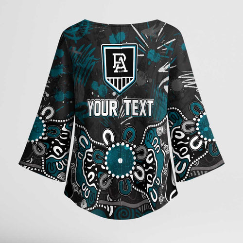 Personalized Port Adelaide Power Kimono Sleeve Blouse Aboriginal Dot Painting Graffiti Style