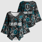 Personalized Port Adelaide Power Kimono Sleeve Blouse Aboriginal Dot Painting Graffiti Style