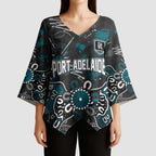 Personalized Port Adelaide Power Kimono Sleeve Blouse Aboriginal Dot Painting Graffiti Style