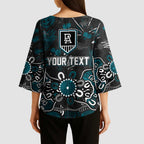 Personalized Port Adelaide Power Kimono Sleeve Blouse Aboriginal Dot Painting Graffiti Style