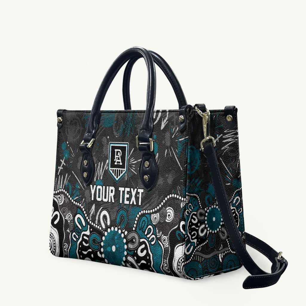 Personalized Port Adelaide Power Leather Bag Aboriginal Dot Painting Graffiti Style