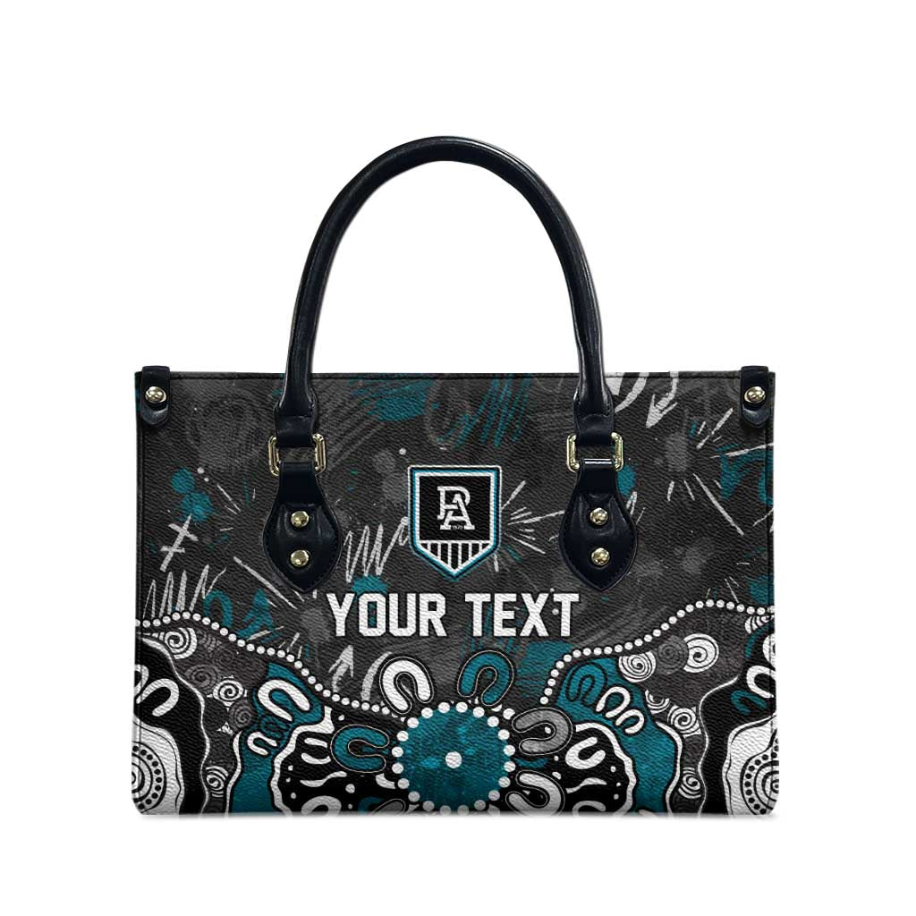 Personalized Port Adelaide Power Leather Bag Aboriginal Dot Painting Graffiti Style