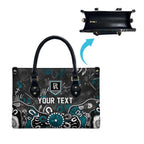 Personalized Port Adelaide Power Leather Bag Aboriginal Dot Painting Graffiti Style
