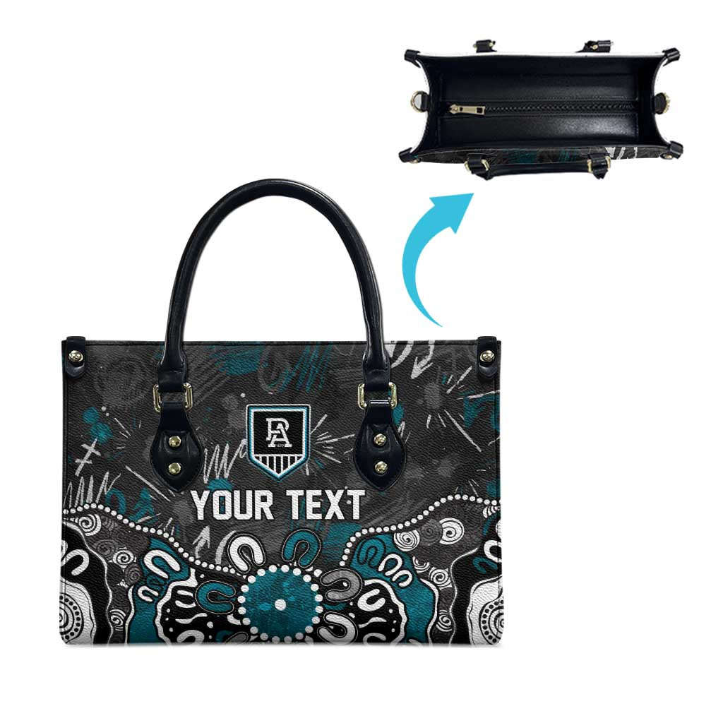 Personalized Port Adelaide Power Leather Bag Aboriginal Dot Painting Graffiti Style