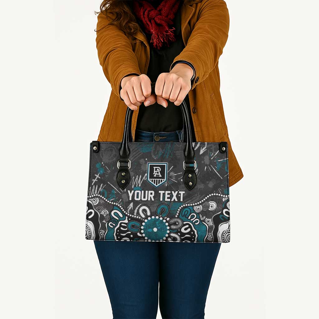Personalized Port Adelaide Power Leather Bag Aboriginal Dot Painting Graffiti Style