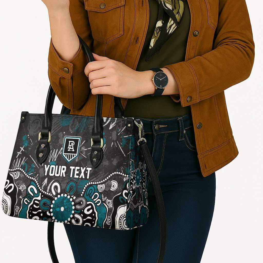 Personalized Port Adelaide Power Leather Bag Aboriginal Dot Painting Graffiti Style