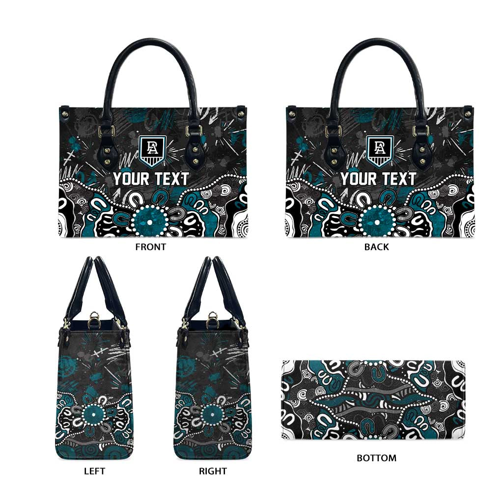 Personalized Port Adelaide Power Leather Bag Aboriginal Dot Painting Graffiti Style