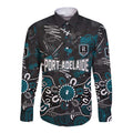 Personalized Port Adelaide Power Long Sleeve Button Shirt Aboriginal Dot Painting Graffiti Style