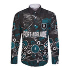 Personalized Port Adelaide Power Long Sleeve Button Shirt Aboriginal Dot Painting Graffiti Style
