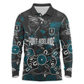 Personalized Port Adelaide Power Long Sleeve Polo Shirt Aboriginal Dot Painting Graffiti Style