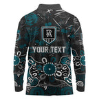 Personalized Port Adelaide Power Long Sleeve Polo Shirt Aboriginal Dot Painting Graffiti Style