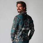 Personalized Port Adelaide Power Long Sleeve Polo Shirt Aboriginal Dot Painting Graffiti Style
