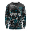 Personalized Port Adelaide Power Long Sleeve Shirt Aboriginal Dot Painting Graffiti Style