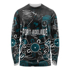Personalized Port Adelaide Power Long Sleeve Shirt Aboriginal Dot Painting Graffiti Style