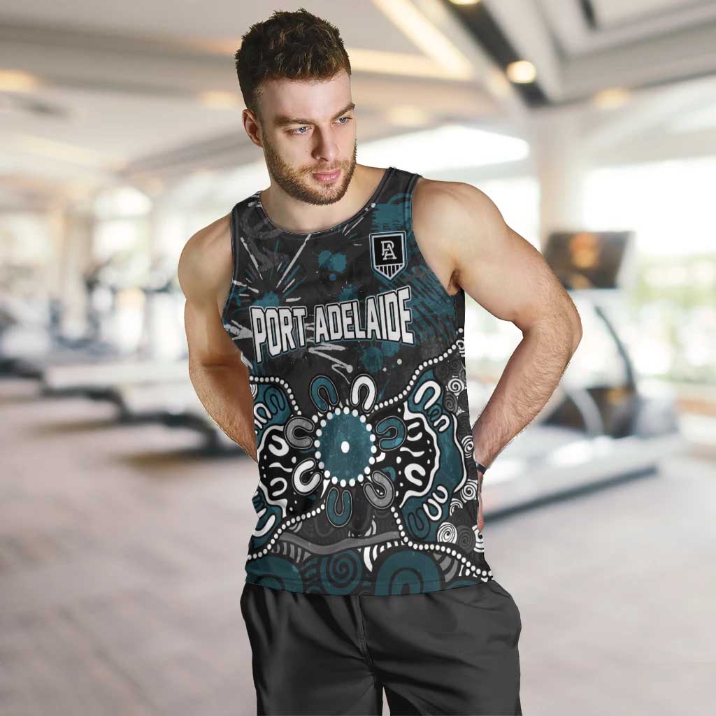Personalized Port Adelaide Power Men Tank Top Aboriginal Dot Painting Graffiti Style