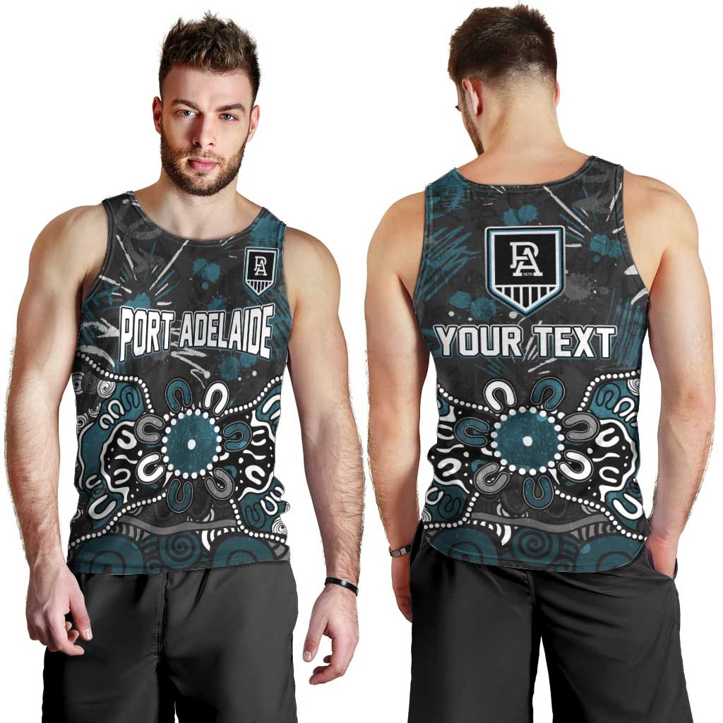 Personalized Port Adelaide Power Men Tank Top Aboriginal Dot Painting Graffiti Style