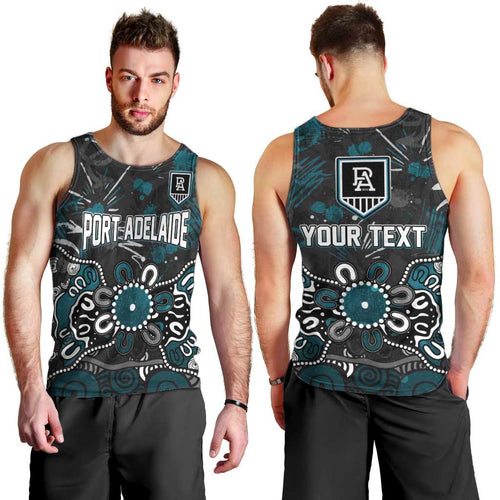Personalized Port Adelaide Power Men Tank Top Aboriginal Dot Painting Graffiti Style